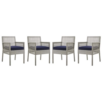 Dining Room Chairs Modway Furniture Aura Gray Navy EEI-3594-GRY-NAV 889654154402 Bar and Dining Blue navy teal turquiose indig Armchair Arm Steel Metal Iron Blue Laguna Navy Rein Sea Teal 