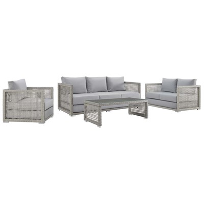 Modway Furniture Outdoor Sofas and Sectionals, Gray,Grey, Loveseat,Sofa, Gray,Light Gray, Sofa Sectionals, 889654154389, EEI-3596-GRY-GRY-SET