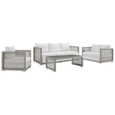 Modway Furniture Outdoor Sofas and Sectionals, Gray,GreyWhite,snow, Loveseat,Sofa, Gray,Light GrayWhite, Sofa Sectionals, 889654155164, EEI-3596-GRY-WHI-SET