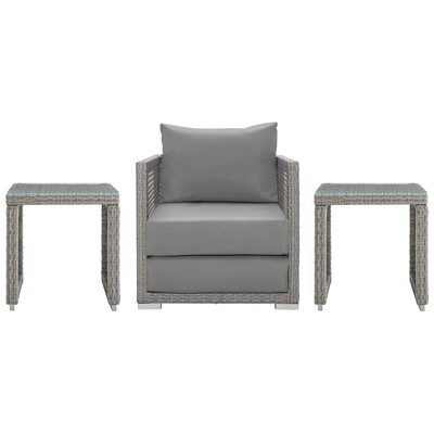 Modway Furniture Outdoor Sofas and Sectionals, Gray,Grey, Sofa, Gray,Light Gray, Sofa Sectionals, 889654155171, EEI-3597-GRY-GRY-SET