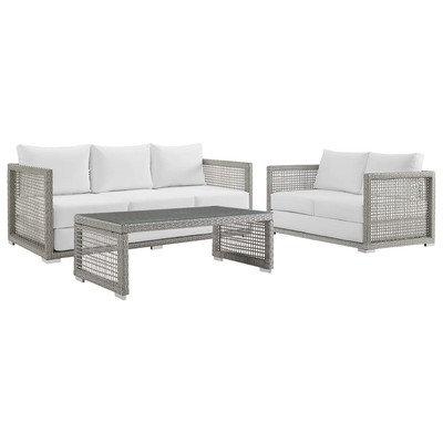Modway Furniture Outdoor Sofas and Sectionals, Gray,GreyWhite,snow, Loveseat,Sofa, Gray,Light GrayWhite, Sofa Sectionals, 889654155225, EEI-3598-GRY-WHI-SET
