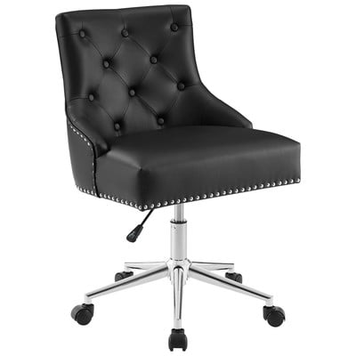 Office Chairs Modway Furniture Regent Black EEI-3608-BLK 889654155010 Office Chairs Swivel Chrome Metal Steel Stainless S Black Leather LeatheretteMetal 