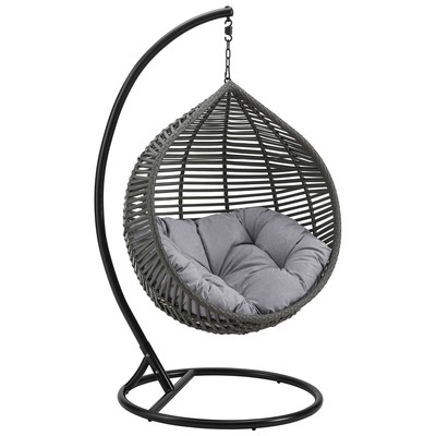 Outdoor Beds Modway Furniture Garner Gray Gray EEI-3614-GRY-GRY 889654156994 Daybeds and Lounges Gray Grey Steel Chair Hanging 