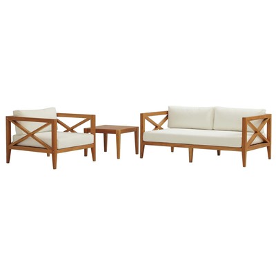 Outdoor Beds Modway Furniture Northlake Natural White EEI-3628-NAT-WHI-SET 889654160175 Daybeds and Lounges White snow Natural White Natural WHITE Teak Chaise Chair 