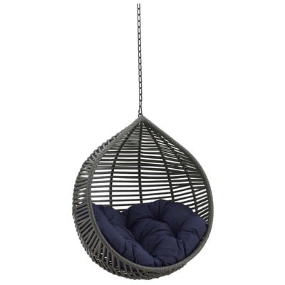 Outdoor Beds Modway Furniture Garner Gray Navy EEI-3637-GRY-NAV 889654984856 Daybeds and Lounges Blue navy teal turquiose indig Steel Chair Hanging 