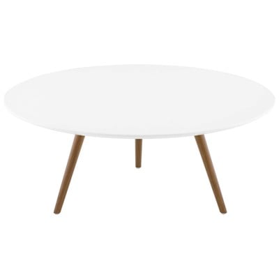 Modway Furniture Coffee Tables, Round,Square, White,Wood,Plywood,Hardwoods,MDF,MINDI VENEERS WITH POPLAT SOLLIDS OVER MDFCORES, Tables, 889654157045, EEI-3659-WAL-WHI,Low (under 14 in.)
