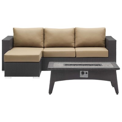 Outdoor Lounge and Lounge Sets Modway Furniture Convene Espresso Mocha EEI-3724-EXP-MOC-SET 889654158462 Sofa Sectionals 