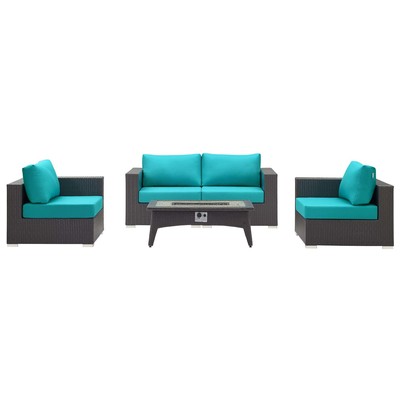 Modway Furniture Outdoor Sofas and Sectionals, Sofa, Espresso, Sofa Sectionals, 889654158684, EEI-3728-EXP-TRQ-SET