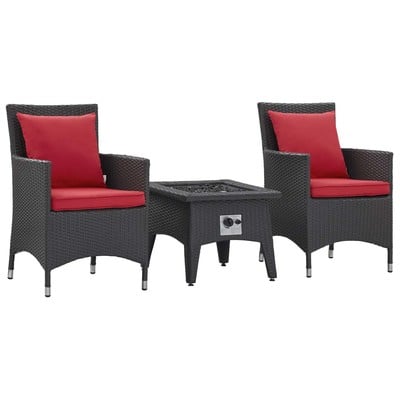 Modway Furniture Outdoor Lounge and Lounge Sets, Red,Burgundy,ruby, Bar and Dining, 889654158721, EEI-3729-EXP-RED-SET