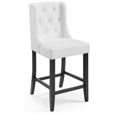 Bar Chairs and Stools Modway Furniture Baronet White EEI-3740-WHI 889654157526 Bar and Counter Stools White snow Bar Counter Wood Leather 