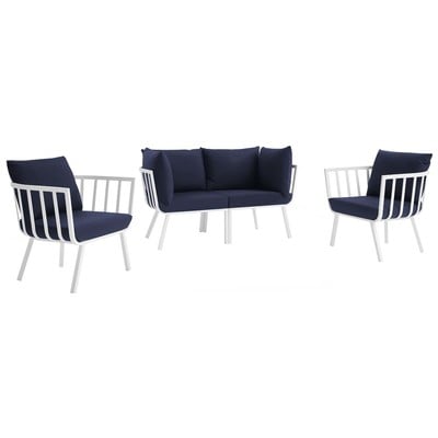 Modway Furniture Outdoor Sofas and Sectionals, Blue,navy,teal,turquiose,indigo,aqua,SeafoamGreen,emerald,tealWhite,snow, Loveseat,Sectional,Sofa, Navy,White, Sofa Sectionals, 889654995937, EEI-3787-WHI-NAV