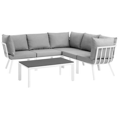 Outdoor Sofas and Sectionals Modway Furniture Riverside White Gray EEI-3788-WHI-GRY 889654995906 Sofa Sectionals Gray GreyWhite snow Sectional Sofa Gray Light GrayWhite 