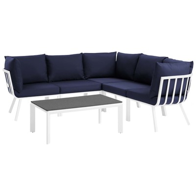 Outdoor Sofas and Sectionals Modway Furniture Riverside White Navy EEI-3788-WHI-NAV 889654995890 Sofa Sectionals Blue navy teal turquiose indig Sectional Sofa Navy White 