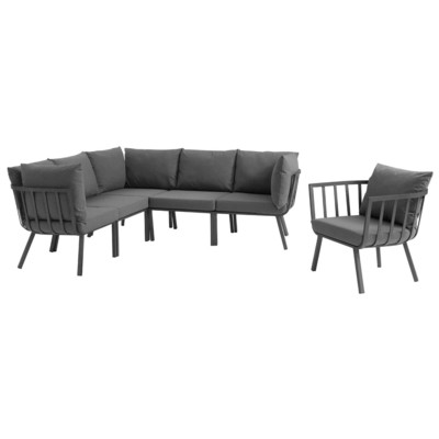 Modway Furniture Outdoor Sofas and Sectionals, Gray,Grey, Sectional,Sofa, Gray,Light Gray, Sofa Sectionals, 889654995807, EEI-3791-SLA-CHA
