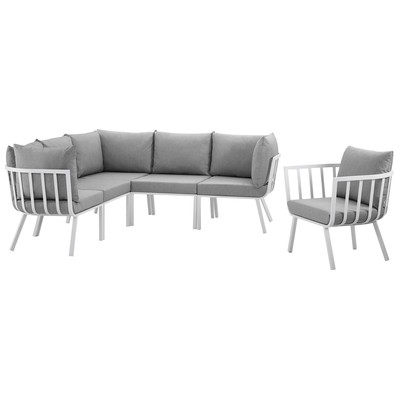 Outdoor Sofas and Sectionals Modway Furniture Riverside White Gray EEI-3791-WHI-GRY 889654995784 Sofa Sectionals Gray GreyWhite snow Sectional Sofa Gray Light GrayWhite 