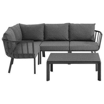 Outdoor Sofas and Sectionals Modway Furniture Riverside Gray Charcoal EEI-3793-SLA-CHA 889654995722 Sofa Sectionals Gray GreyWhite snow Sectional Sofa Gray Light GrayWhite 