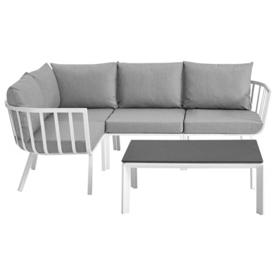Modway Furniture Outdoor Sofas and Sectionals, Gray,GreyWhite,snow, Sectional,Sofa, Gray,Light GrayWhite, Sofa Sectionals, 889654995708, EEI-3793-WHI-GRY