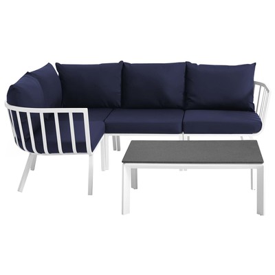 Modway Furniture Outdoor Sofas and Sectionals, Blue,navy,teal,turquiose,indigo,aqua,SeafoamGreen,emerald,tealWhite,snow, Sectional,Sofa, Navy,White, Sofa Sectionals, 889654995692, EEI-3793-WHI-NAV
