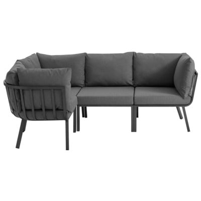 Modway Furniture Outdoor Sofas and Sectionals, Gray,Grey, Sectional,Sofa, Gray,Light Gray, Sofa Sectionals, 889654995685, EEI-3794-SLA-CHA