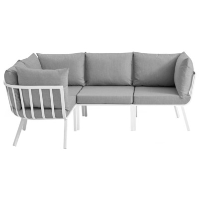 Modway Furniture Outdoor Sofas and Sectionals, Gray,GreyWhite,snow, Sectional,Sofa, Gray,Light GrayWhite, Sofa Sectionals, 889654995661, EEI-3794-WHI-GRY