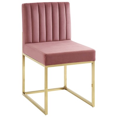 Dining Room Chairs Modway Furniture Carriage Gold Dusty Rose EEI-3806-GLD-DUS 889654159230 Dining Chairs Gold Side Chair Steel Metal IronVelvet Dusty Rose Gold OCHRE OrangeMe 