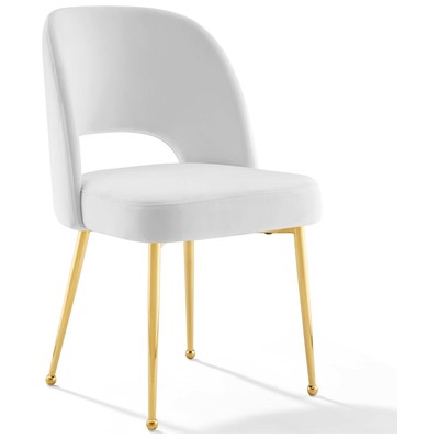 Dining Room Chairs Modway Furniture Rouse White EEI-3836-WHI 889654158202 Dining Chairs Gold White snow Side Chair Aluminu Alu+ PE wicker+ Cushio Gold OCHRE OrangeMetal Aluminu 