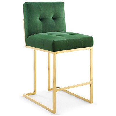 Bar Chairs and Stools Modway Furniture Privy Gold Emerald EEI-3853-GLD-EME 889654159537 Bar and Counter Stools Blue navy teal turquiose indig Bar Counter Velvet Footrest 