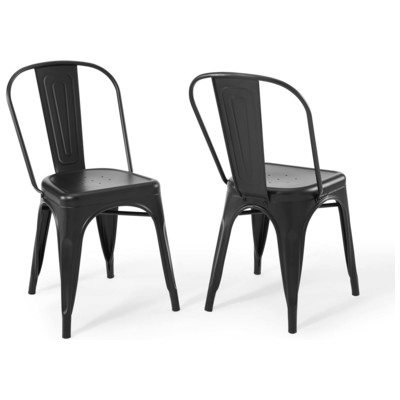 Dining Room Chairs Modway Furniture Promenade Black EEI-3859-BLK 889654160274 Dining Chairs Black ebony Side Chair Steel Metal Iron Black DarkMetal Aluminum steel 