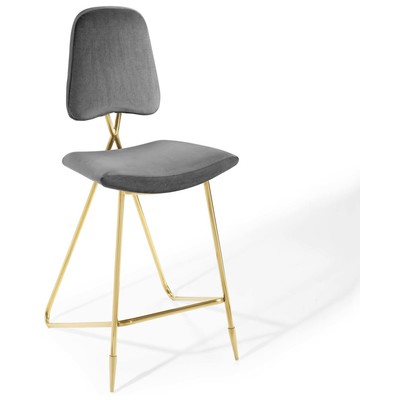Modway Furniture Bar Chairs and Stools, Gold,Gray,Grey, Bar,Counter, Velvet, Ergonomic, Bar and Counter Stools, 889654160779, EEI-3880-GRY