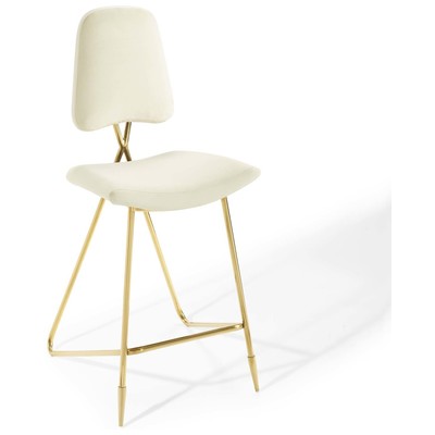 Modway Furniture Bar Chairs and Stools, Cream,beige,ivory,sand,nudeGold, Bar,Counter, Velvet, Ergonomic, Bar and Counter Stools, 889654160786, EEI-3880-IVO