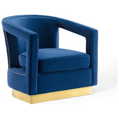 Chairs Modway Furniture Frolick Navy EEI-3888-NAV 889654165170 Sofas and Armchairs Blue navy teal turquiose indig Accent Chairs AccentLounge Cha 