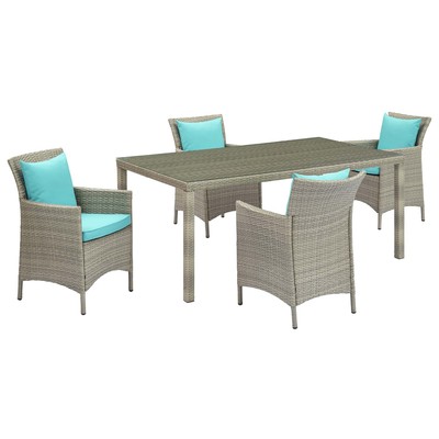Outdoor Sofas and Sectionals Modway Furniture Conduit Light Gray Turquoise EEI-3894-LGR-TRQ-SET 889654163312 Sofa Sectionals Gray Grey Sofa Gray Light Gray 