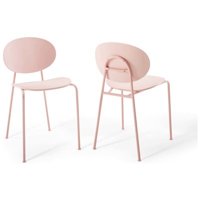 Modway Furniture Dining Room Chairs, Pink,Fuchsia,blush, Side Chair, Stackable, Steel,Metal,Iron, Metal,Aluminum,steel,GunMetal,Iron,TITANIUM,BRONZEPink,Powder Coated, Dining Chairs, 889654161417, EEI-3902-PNK