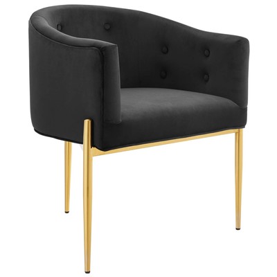 Chairs Modway Furniture Savour Black EEI-3903-BLK 889654982876 Sofas and Armchairs Black ebonyGold Accent Chairs Accent 