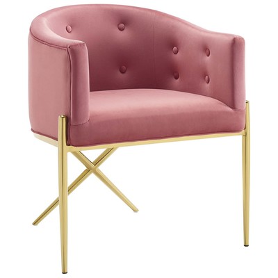 Dining Room Chairs Modway Furniture Savour Dusty Rose EEI-3906-DUS 889654169017 Dining Chairs Gold Armchair Arm Steel Metal IronVelvet Chrome Dusty Rose Gold OCHRE O 