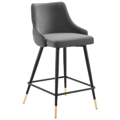 Modway Furniture Bar Chairs and Stools, Black,ebonyGold,Gray,Grey, Bar,Counter, Velvet, Bar and Counter Stools, 889654955184, EEI-3908-GRY