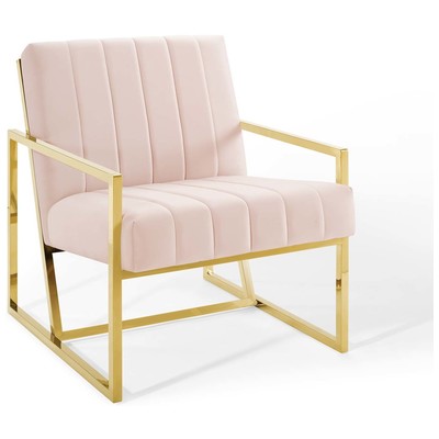 Chairs Modway Furniture Inspire Pink EEI-3914-PNK 889654165606 Sofas and Armchairs Gold Pink Fuchsia blush Accent Chairs AccentLounge Cha 