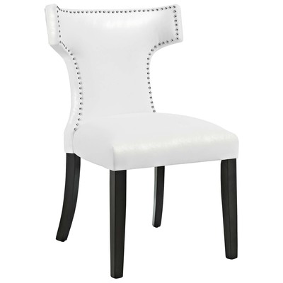 Dining Room Chairs Modway Furniture Curve White EEI-3922-WHI 889654165262 Dining Chairs White snow Side Chair White Wood HARDWOOD Wood MDF Plywood Beec Vinyl White IvoryWood Plywood 