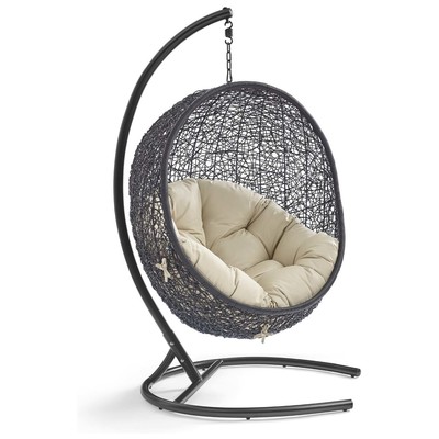 Chairs Modway Furniture Encase Black Beige EEI-3943-BLK-BEI 889654166085 Daybeds and Lounges Beige Black ebonyCream beige i Hanging Chair Suspended ChairL 