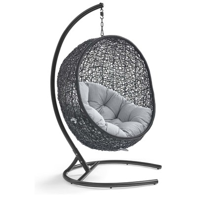 Modway Furniture Chairs, Black,ebonyGray,Grey, Hanging Chair,Suspended ChairLounge Chairs,Lounge, Daybeds and Lounges, 889654166092, EEI-3943-BLK-GRY