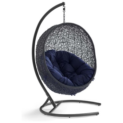 Modway Furniture Chairs, Black,ebonyBlue,navy,teal,turquiose,indigo,aqua,SeafoamGreen,emerald,teal, Hanging Chair,Suspended ChairLounge Chairs,Lounge, Daybeds and Lounges, 889654166108, EEI-3943-BLK-NAV