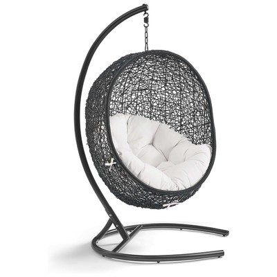 Modway Furniture Chairs, Black,ebonyWhite,snow, Hanging Chair,Suspended ChairLounge Chairs,Lounge, Daybeds and Lounges, 889654166115, EEI-3943-BLK-WHI