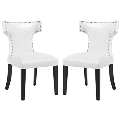 Dining Room Chairs Modway Furniture Curve White EEI-3949-WHI 889654165309 Dining Chairs White snow Side Chair White Wood HARDWOOD Wood MDF Plywood Beec Vinyl White IvoryWood Plywood 