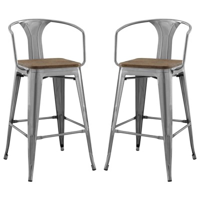 Bar Chairs and Stools Modway Furniture Promenade Gunmetal EEI-3954-GME 889654168102 Bar and Counter Stools Bar Counter Metal 