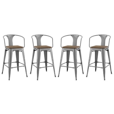 Bar Chairs and Stools Modway Furniture Promenade Gunmetal EEI-3955-GME 889654168447 Bar and Counter Stools Bar Counter Metal 