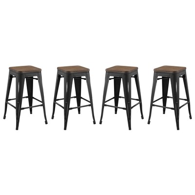 Bar Chairs and Stools Modway Furniture Promenade Black EEI-3959-BLK 889654169475 Bar and Counter Stools Black ebony Bar Counter Metal 