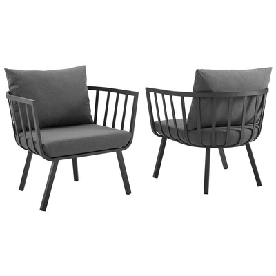 Chairs Modway Furniture Riverside Gray Charcoal EEI-3960-SLA-CHA 889654168119 Bar and Dining Gray Grey 