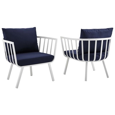 Chairs Modway Furniture Riverside White Navy EEI-3960-WHI-NAV 889654168140 Bar and Dining Blue navy teal turquiose indig 