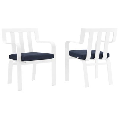 Chairs Modway Furniture Baxley White Navy EEI-3961-WHI-NAV 889654168164 Bar and Dining Blue navy teal turquiose indig 