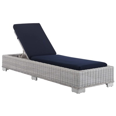 Outdoor Beds Modway Furniture Conway Light Gray Navy EEI-3978-LGR-NAV 889654982616 Daybeds and Lounges Blue navy teal turquiose indig Aluminum Aluminum Synthetic W Aluminum Chaise Chair 